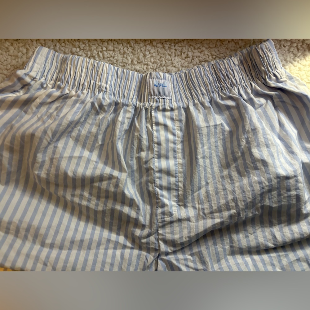 Blue and White Striped Shorts